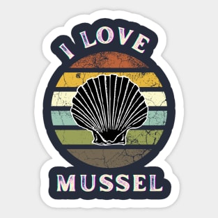 I Love Mussel - Vintage Retro Sticker